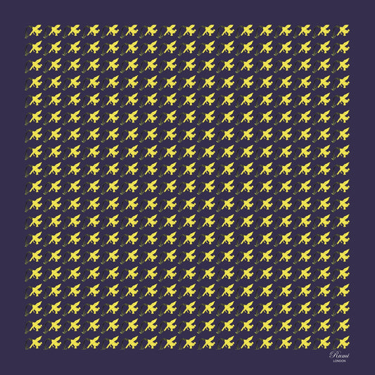 Daffodils Silk Pocket Square - Navy