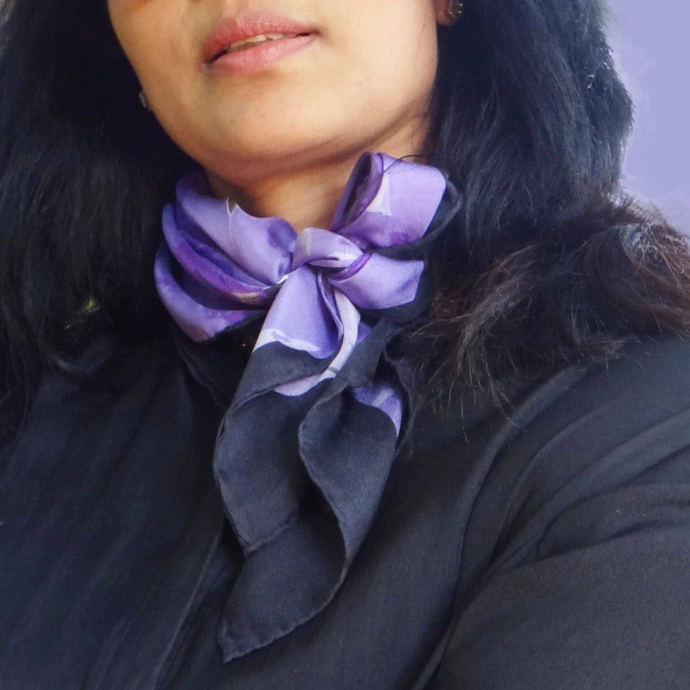 Plush Purple Floral Silk Scarf image 0